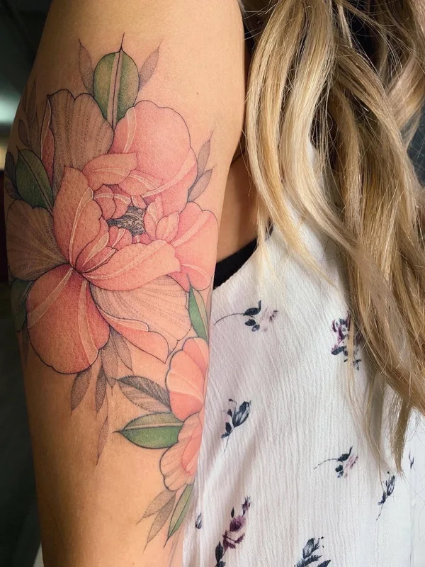 female color botanic 타투 부위 upper arm #34039 | 타투이스트 Екатерина Nora Ink Алексеева