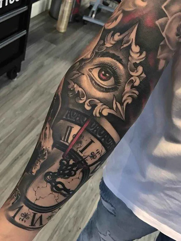 black and grey realism татуировка на full sleeve #14084 | Тату мастер Alejandro Mazakre