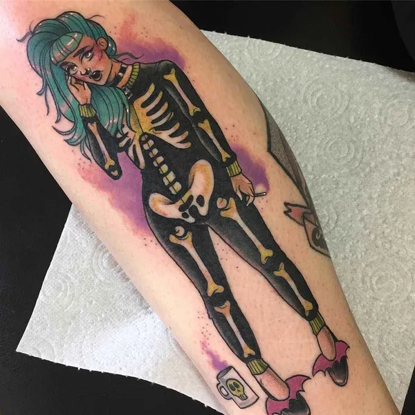 New School tattoo by Lucy Blue