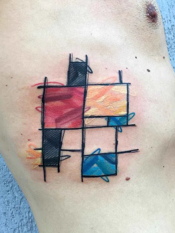 color abstract tatouage sur side #10647 | Artiste tatoueur Luca Testadiferro