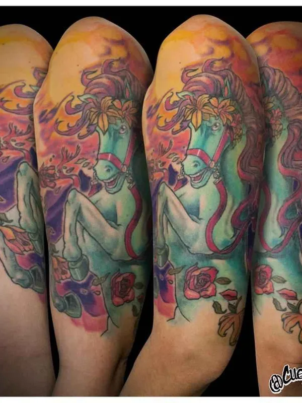 color illustrative tatuaje en full sleeve #15982 | Tatuador Luis CuesNow Rangel