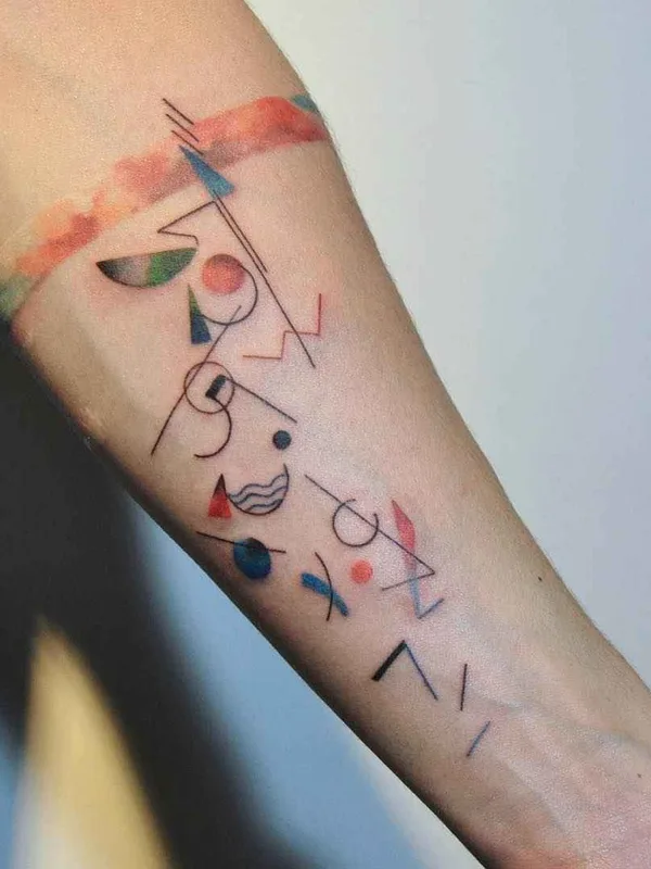 color abstract tatouage sur forearm #10877 | Artiste tatoueur Hill