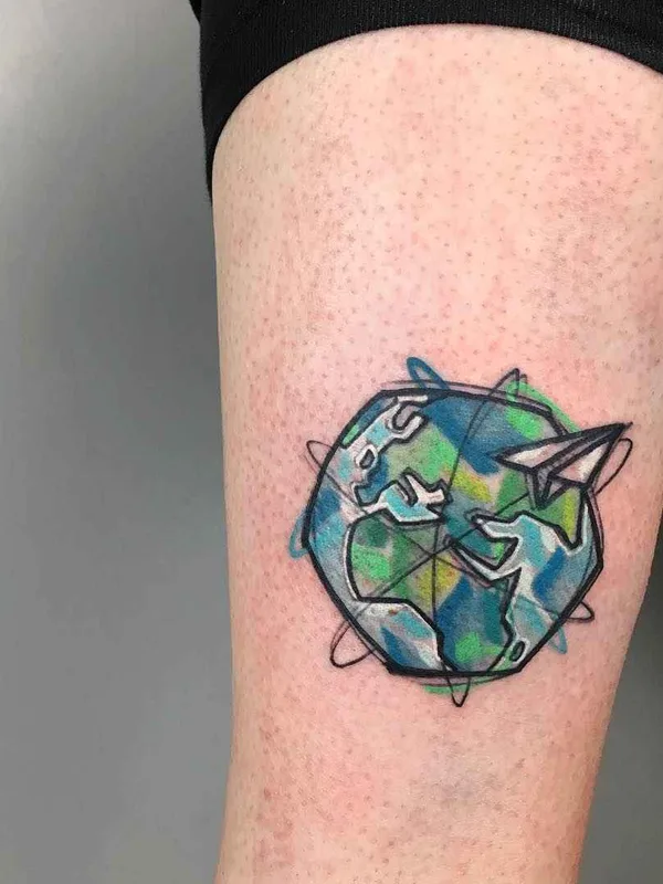 color illustrative tatouage sur thigh #10649 | Artiste tatoueur Luca Testadiferro