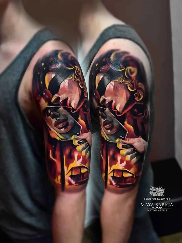color realism tatuaje en upper arm #11514 | Tatuador Maya Sapiga