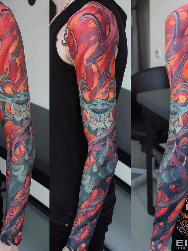 New School tattoo by Дмитрий Набока in Düsseldorf