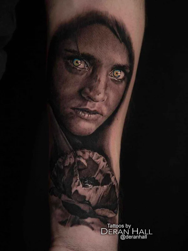 female color realism tattoo auf forearm #12075 | Tätowierer Deran Hall