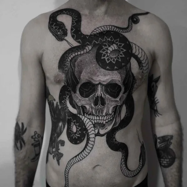 engraving tattoo by Alexander Grim in Praha