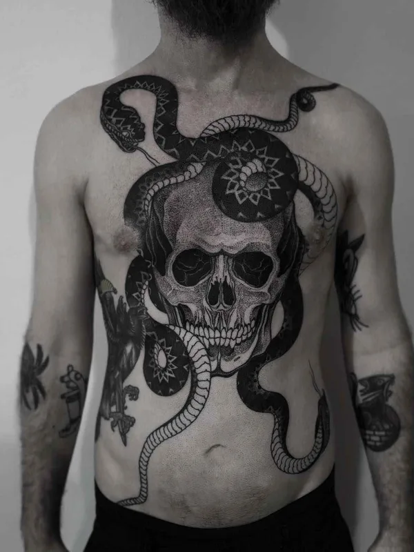 engraving tattoo by Alexander Grim in Praha