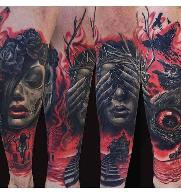 color realism tattoo on full leg #261 | Tattoo Artist Jamie Lee Parker