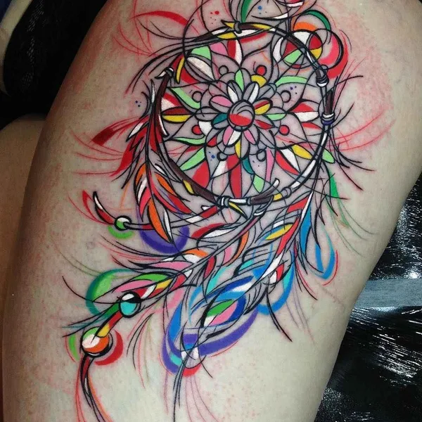 Graphic tattoo by Sebastian Barone in Málaga