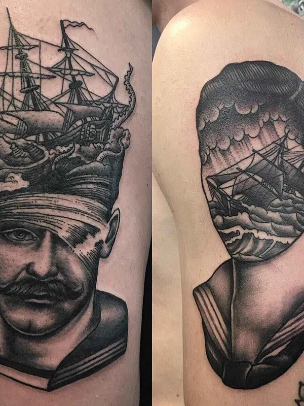 male black and grey black and grey tattoo on upper arm #11846 | Tattoo Artist Pietro Sedda