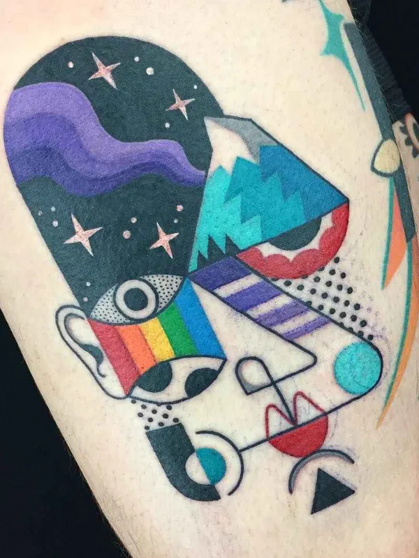 color abstract tattoo on thigh #11148 | Tattoo Artist Winston The Whale