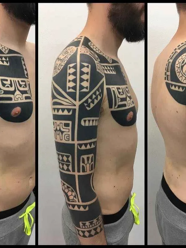 male black blackwork tattoo on full sleeve #14581 | Tattoo Artist Michelangelo