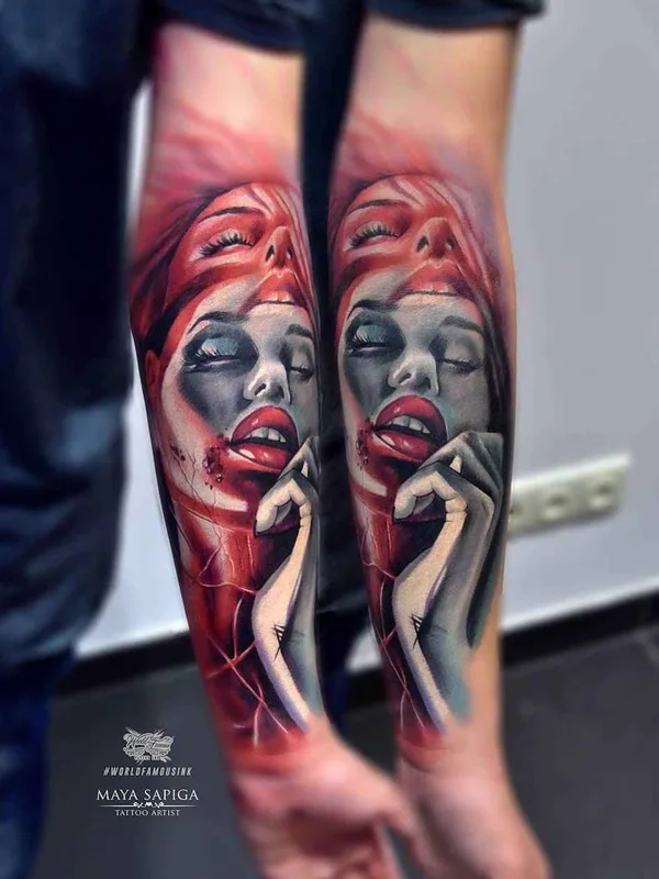 female color realism tatuaje en forearm #11516 | Tatuador Maya Sapiga