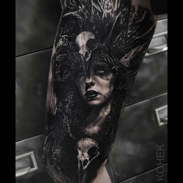 Horror tattoo by Eliot Kohek in Annecy