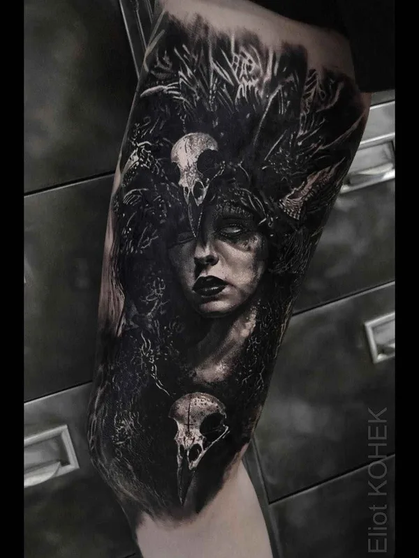 black and grey black and grey Tatuaggio su upper arm #16523 | Tatuatore Eliot Kohek