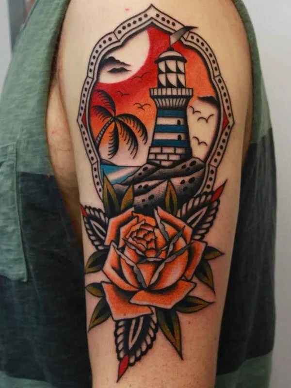 color old school tatuaje en upper arm #12013 | Tatuador Vic James
