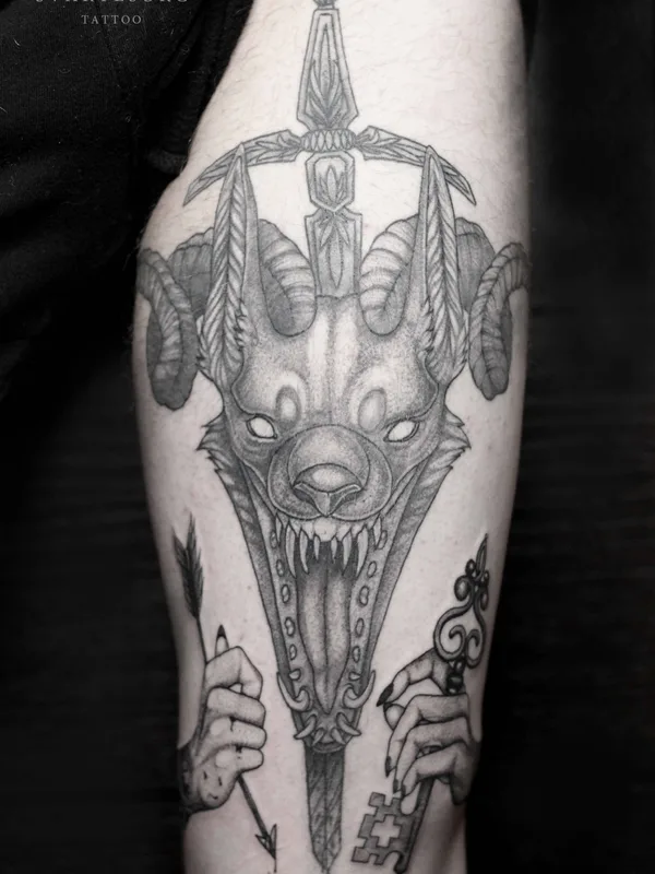 black and grey blackwork татуировка на forearm #27335 | Тату мастер Екатерина Барсукова