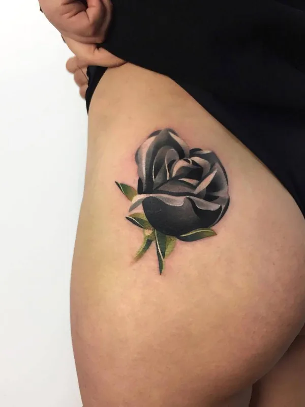 female black and grey realism tattoo on hip #27426 | Tattoo Artist Наталья Сажина