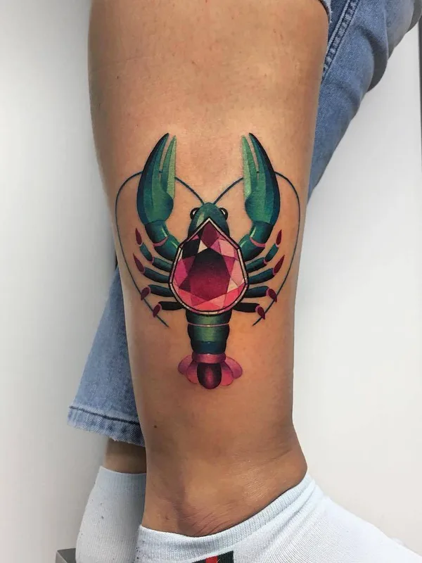 color illustrative tattoo on calf #27422 | Tattoo Artist Наталья Сажина
