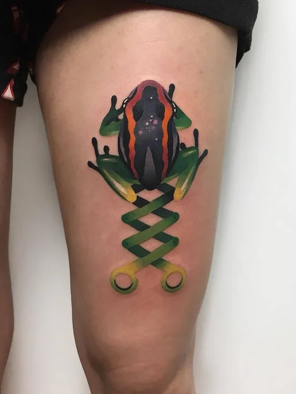 color illustrative tattoo on thigh #27424 | Tattoo Artist Наталья Сажина