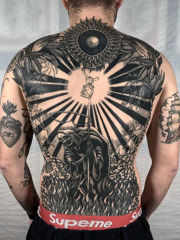 engraving tattoo by Cedric Maquin  in Lyon