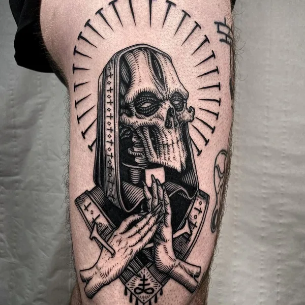 engraving tattoo by Cedric Maquin  in Lyon