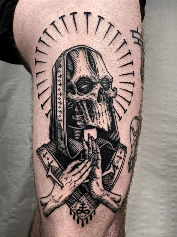 engraving tattoo by Cedric Maquin  in Lyon