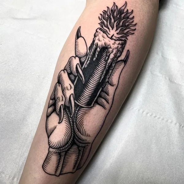 engraving tattoo by Cedric Maquin  in Lyon