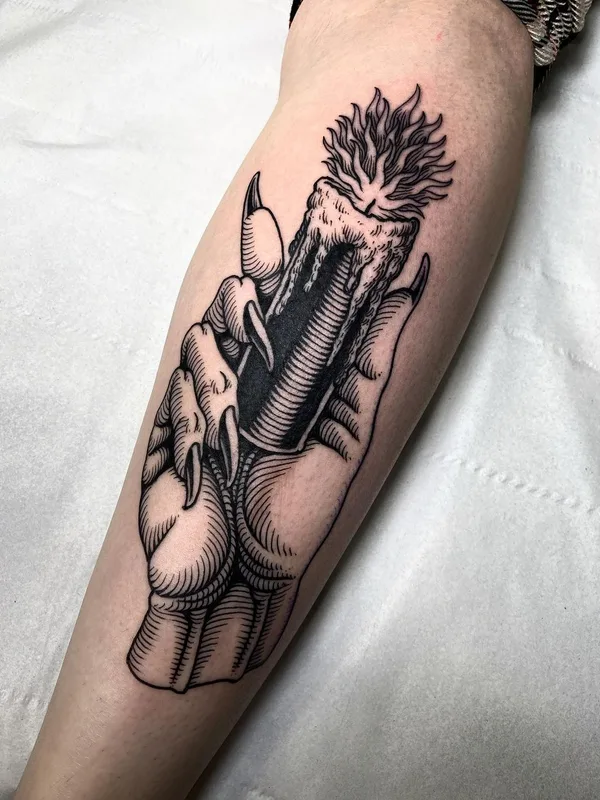 engraving tattoo by Cedric Maquin  in Lyon