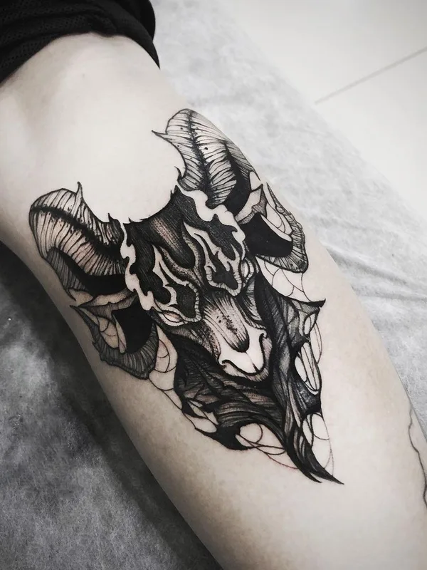 black blackwork Tatuagem em calf #47887 | Tatuador Вероника Златогорская
