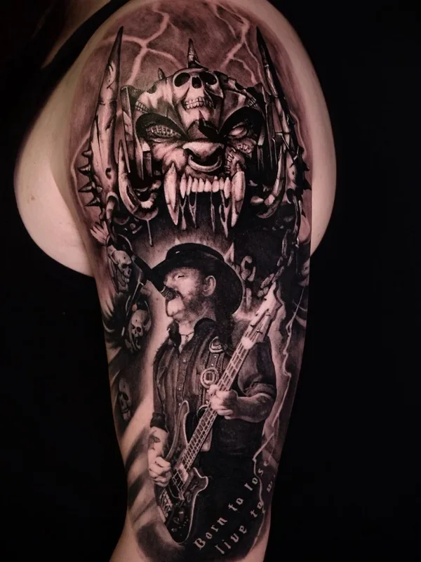 black and grey black and grey tattoo on full sleeve #47932 | Tattoo Artist Bene Bader