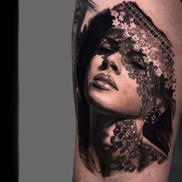 Portrait tattoo by Christis Galiropoulos in Lamía