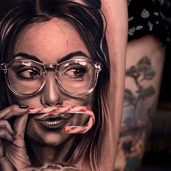 Portrait tattoo by Christis Galiropoulos in Lamía