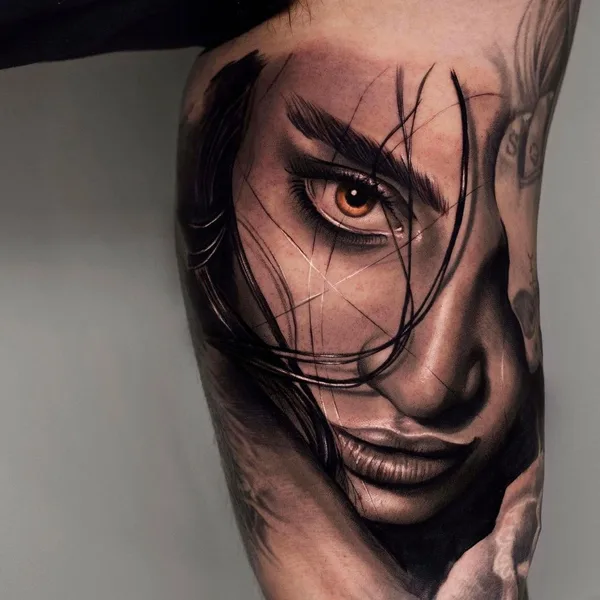 Portrait tattoo by Christis Galiropoulos in Lamía