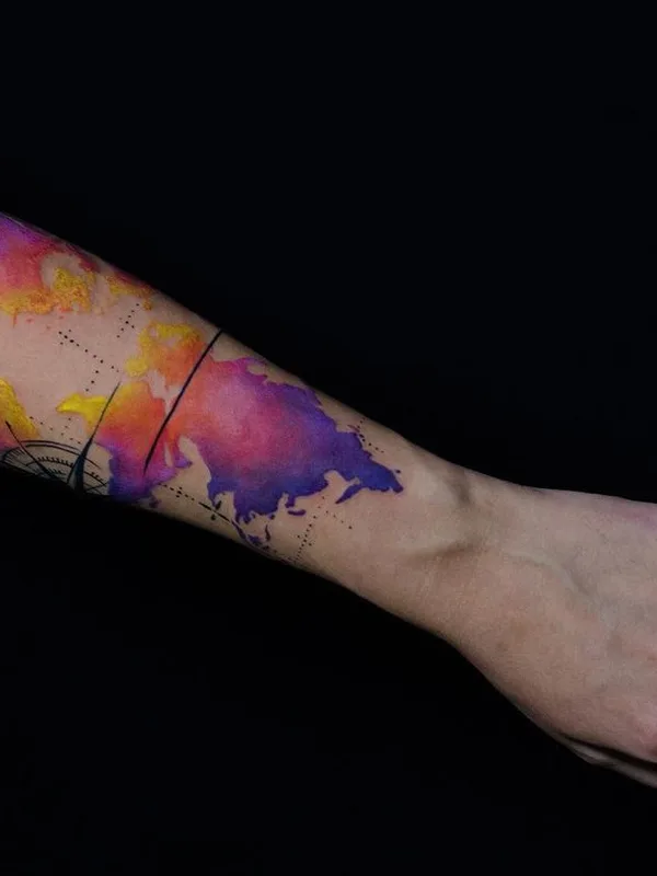 color watercolor tattoo auf forearm #48057 | Tätowierer Татьяна Сысоева