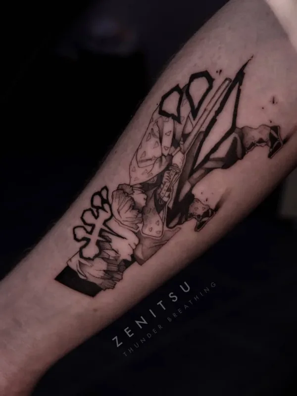 black and grey anime Tatuaggio su forearm #48085 | Tatuatore ππππ€π§π’π π‘π