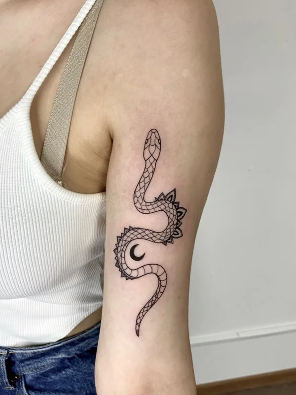 female black linework татуировка на upper arm #53185 | Тату мастер katuirovka 