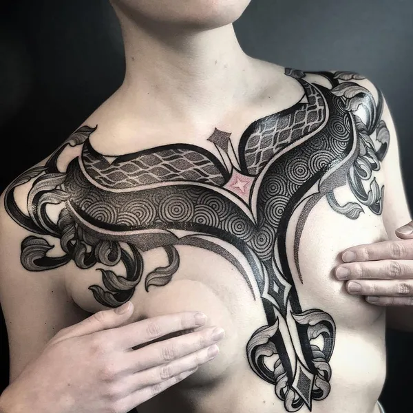 Graphic tattoo by Diamante Murru in Berlin