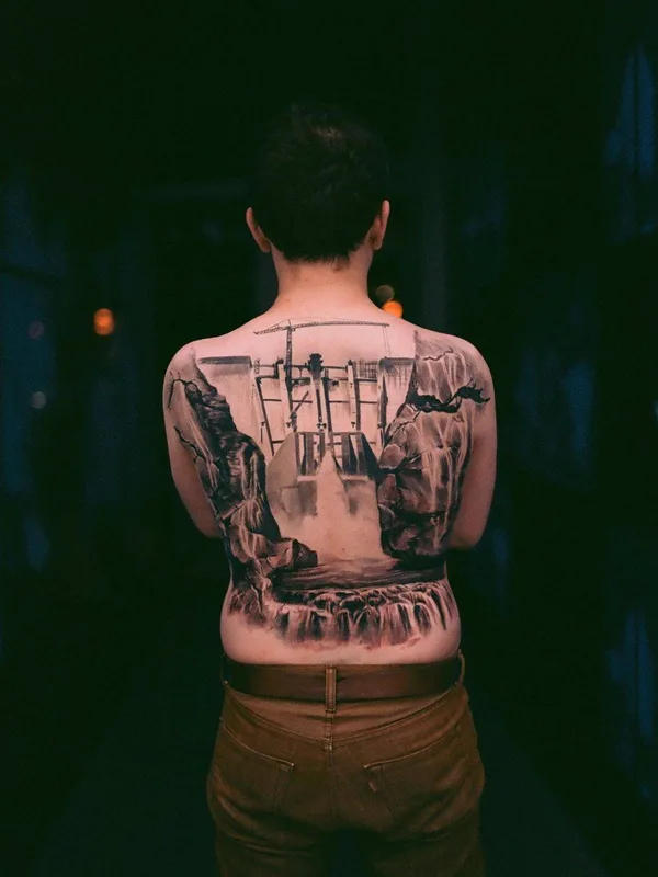 black and grey realism tattoo on full back #29592 | Tattoo Artist Anatole