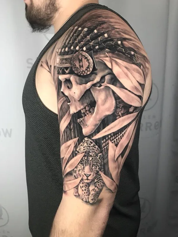 male black and grey realism татуировка на full sleeve #29683 | Тату мастер Jose Legion Avegno