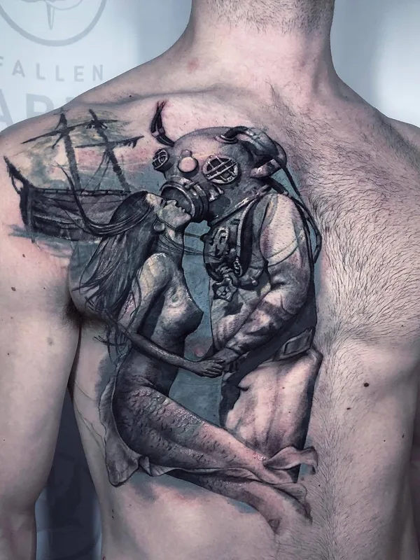 male black and grey realism татуировка на chest #29685 | Тату мастер Jose Legion Avegno