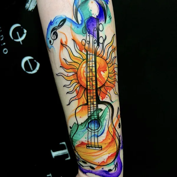 Watercolor tattoo by Daniil Taboo