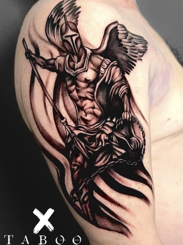 male black and grey black and grey татуировка на upper arm #67118 | Тату мастер Daniil Taboo