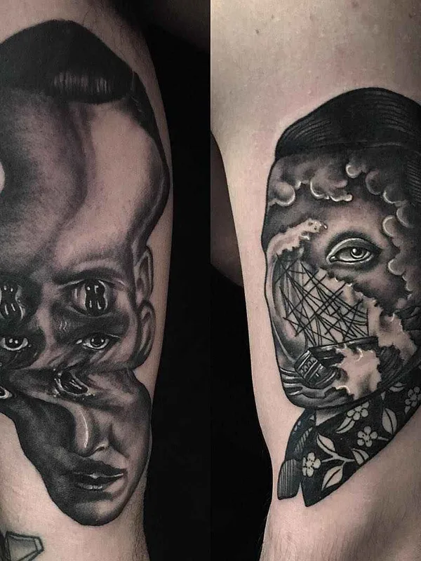 black and grey surrealism tattoo on forearm #11838 | Tattoo Artist Pietro Sedda