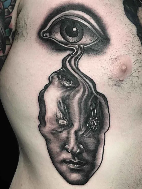 male black and grey surrealism tattoo on chest #11841 | Tattoo Artist Pietro Sedda