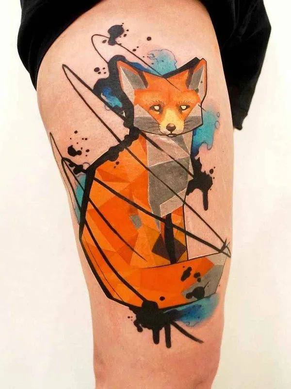 color geometric tattoo auf thigh #11539 | Tätowierer Dynoz Art Attack