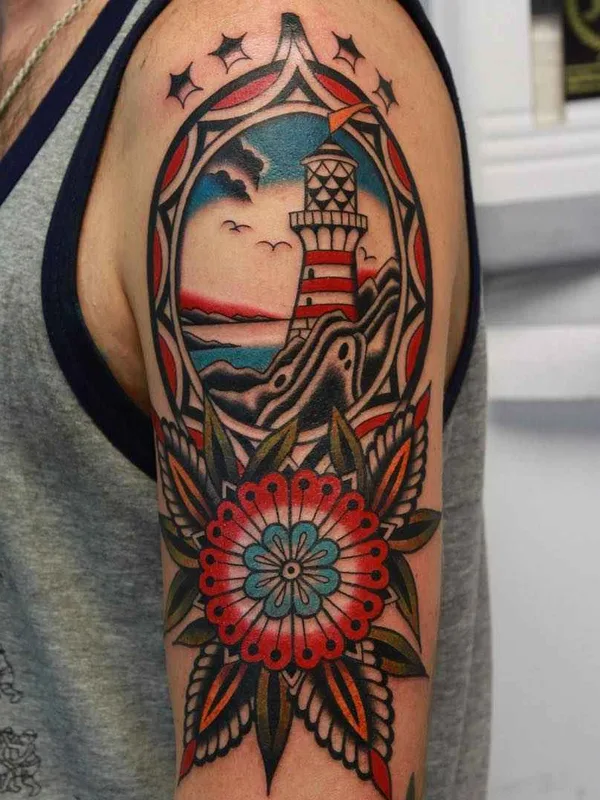 color traditional tatuaje en upper arm #12009 | Tatuador Vic James