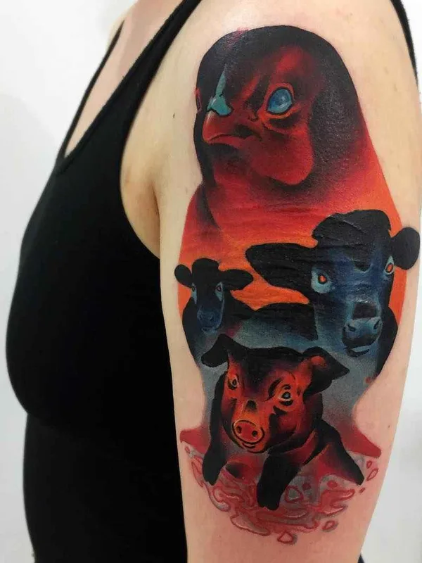 female color illustrative tattoo auf upper arm #14178 | Tätowierer Giena Todryk