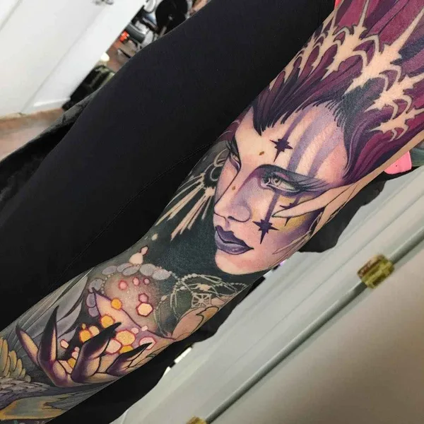 New School tattoo by Teresa Sharpe in Richmond